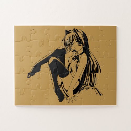 Manga Neko Catgirl Furry Kawaii Loli Jigsaw Puzzle