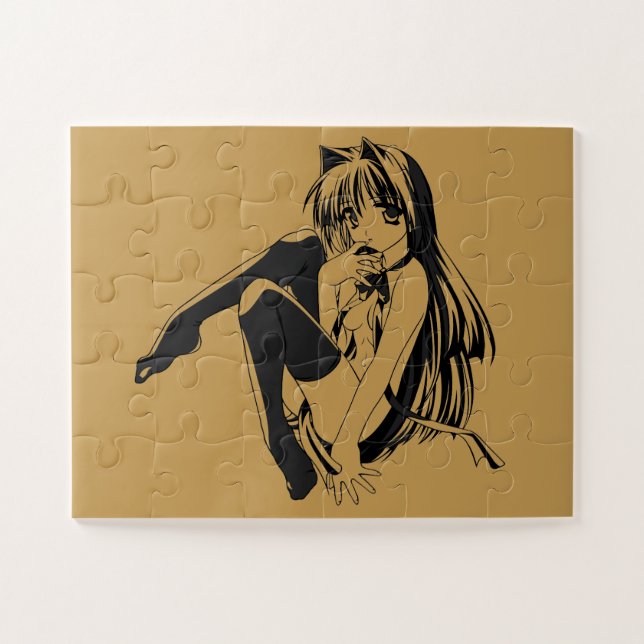 Manga, Neko Catgirl Furry Kawaii Loli Jigsaw Puzzle (Horizontal)