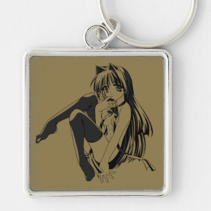 Manga, Neko Catgirl Furry Kawaii Loli  Keychain