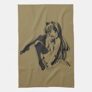 Manga, Neko Catgirl Furry Kawaii Loli  Kitchen Towel