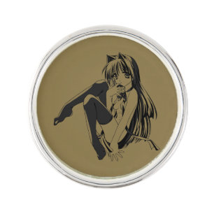 Manga, Neko Catgirl Furry Kawaii Loli  Lapel Pin