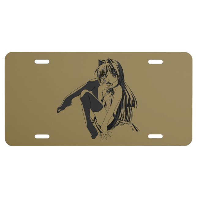 Manga, Neko Catgirl Furry Kawaii Loli  License Plate (Front)