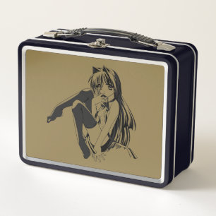 Manga, Neko Catgirl Furry Kawaii Loli Metal Lunch Box