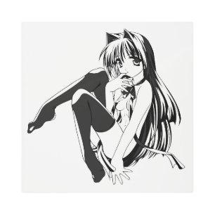 Manga, Neko Catgirl Furry Kawaii Loli Metal Print