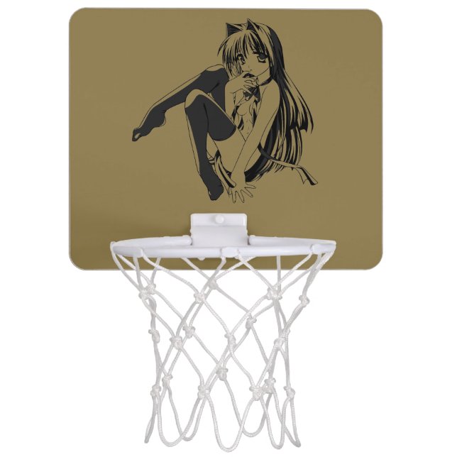 Manga, Neko Catgirl Furry Kawaii Loli  Mini Basketball Hoop (Front)