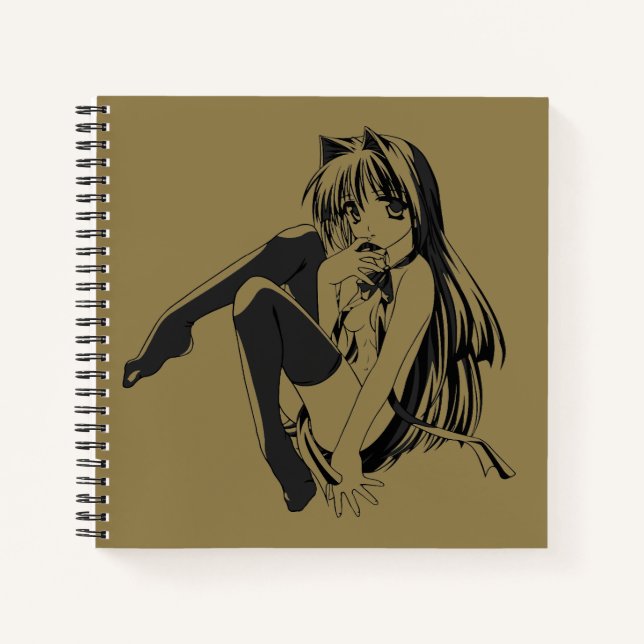 Manga, Neko Catgirl Furry Kawaii Loli  Notebook (Front)
