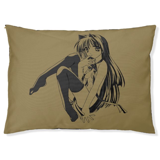 Manga, Neko Catgirl Furry Kawaii Loli  Pet Bed (Front)