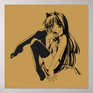 Manga, Neko Catgirl Furry Kawaii Loli  Poster