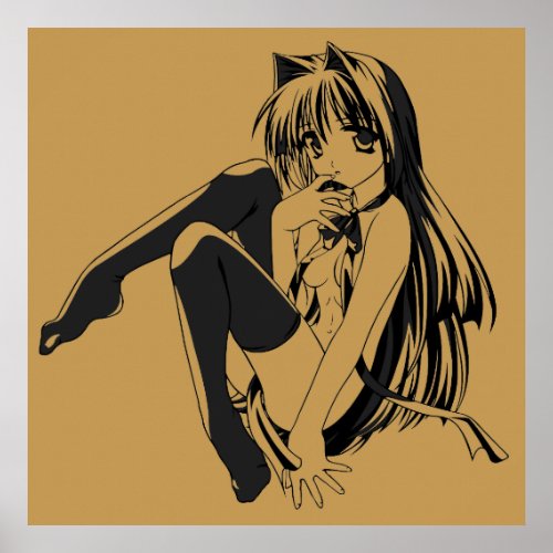 Manga Neko Catgirl Furry Kawaii Loli Poster