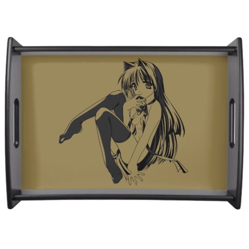 Manga Neko Catgirl Furry Kawaii Loli  Serving Tray