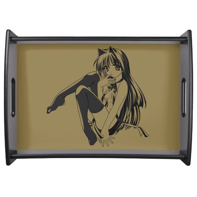 Manga, Neko Catgirl Furry Kawaii Loli  Serving Tray (Front)