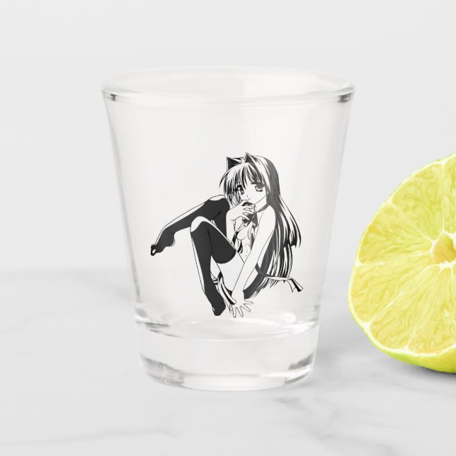 Manga, Neko Catgirl Furry Kawaii Loli  Shot Glass (Front)