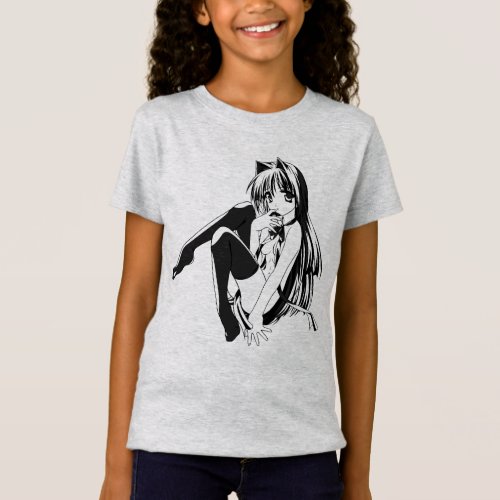 Manga Neko Catgirl Furry Kawaii Loli  T_Shirt