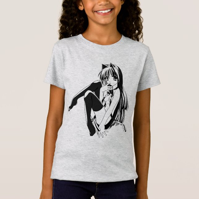 Manga, Neko Catgirl Furry Kawaii Loli  T-Shirt (Front)