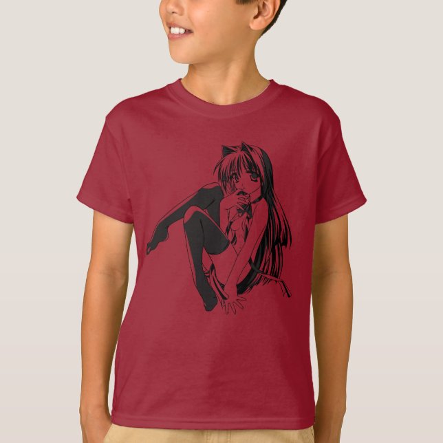 Manga, Neko Catgirl Furry Kawaii Loli  T-Shirt (Front)