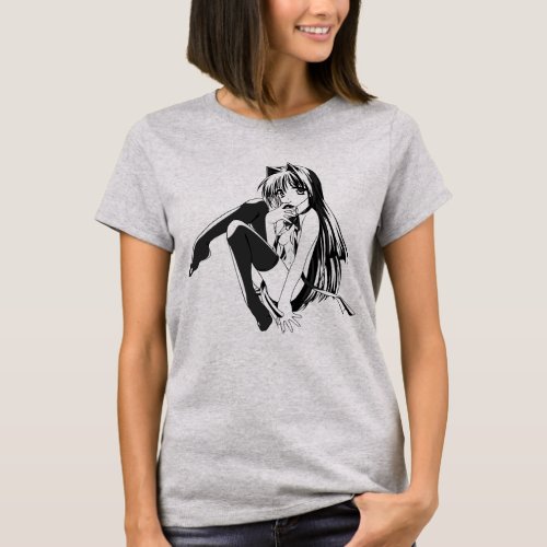 Manga Neko Catgirl Furry Kawaii Loli  T_Shirt