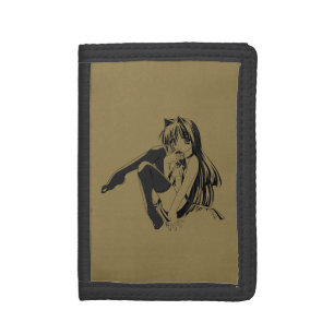 Manga, Neko Catgirl Furry Kawaii Loli Trifold Wallet