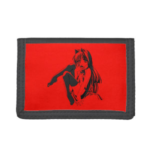 Manga, Neko Catgirl Furry Kawaii Loli  Trifold Wallet