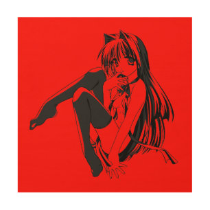 Manga, Neko Catgirl Furry Kawaii Loli Wood Wall Art