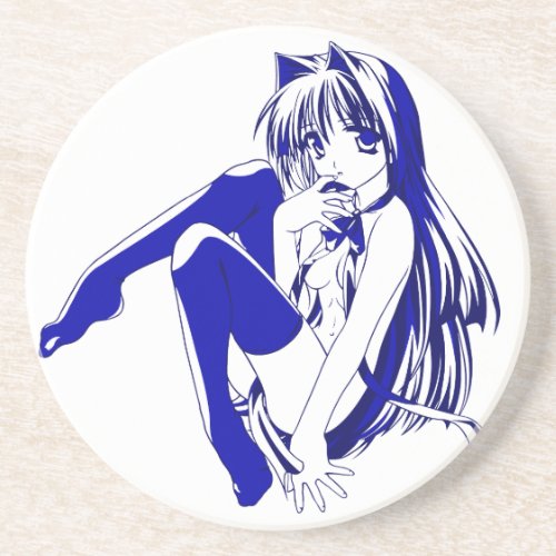 Manga Neko Catgirl Pinup girl LooselyBasedOn Coaster