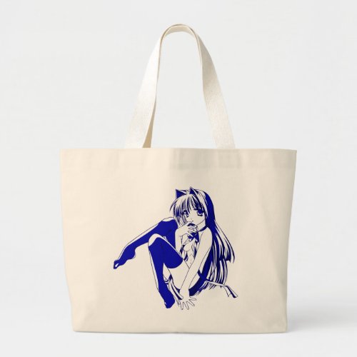 Manga Neko Catgirl Pinup girl LooselyBasedOn Lar Large Tote Bag