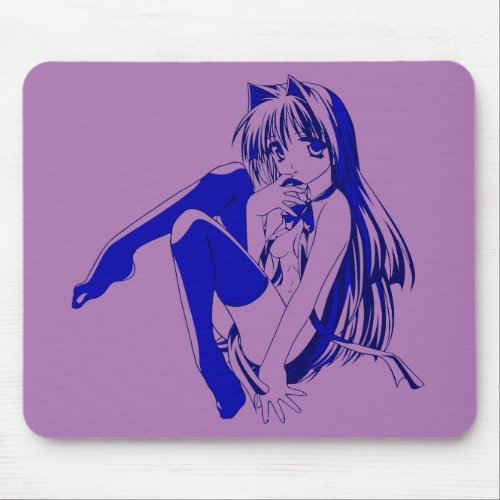 Manga Neko Catgirl Pinup girl LooselyBasedOn Mou Mouse Pad