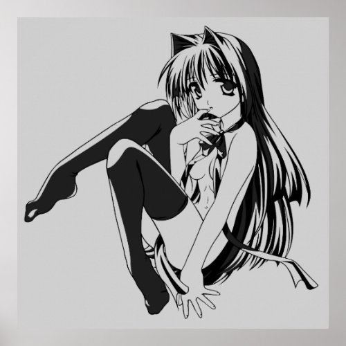 Manga Neko Catgirl Pinup girl LooselyBasedOn Pos Poster