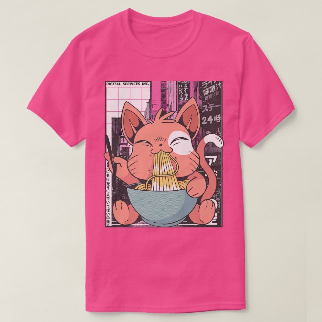 Manga Neko Ramen Cat Lover 866 T-Shirt (Design Front)