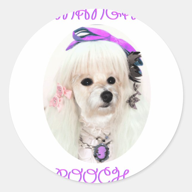 manga pooch classic round sticker (Front)