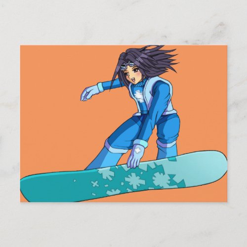 Manga Snowboarder Girl Postcard