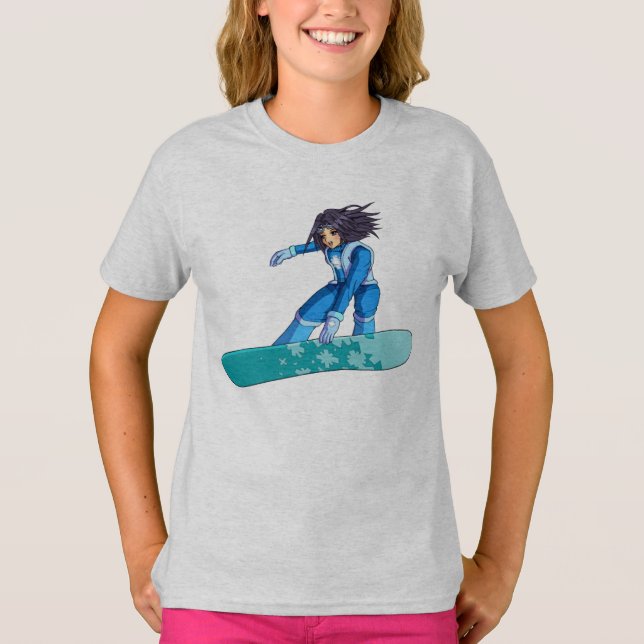 Manga Snowboarder Girl T-Shirt (Front)