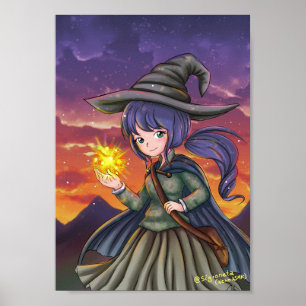 Manga-style witch poster