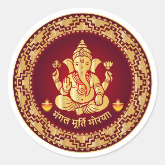 Mangalmurti Morya Traditional Ganesha Classic Round Sticker