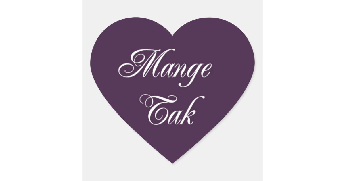 Mange Tak Heart Stickers