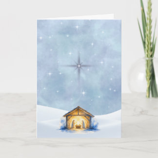 Manger and Christmas Star Christmas Card
