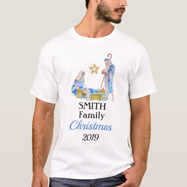 Manger Family Christmas t-shirt (Front)