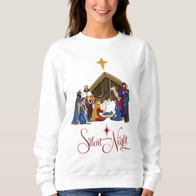 Manger Scene Christmas Sweatshirt or t-shirt (Front)