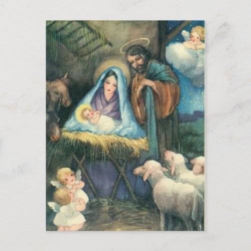 Manger Scene O holy Night postcard