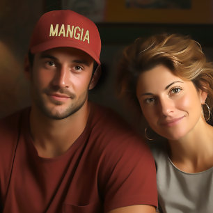 Mangia (Eat) Italian embroidered cap