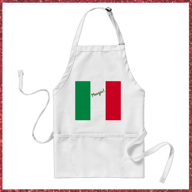 Mangia Italian Flag Adult Apron (Bookmark my store: https://www.zazzle.com/store/capricepetit?rf=238091145531749709)