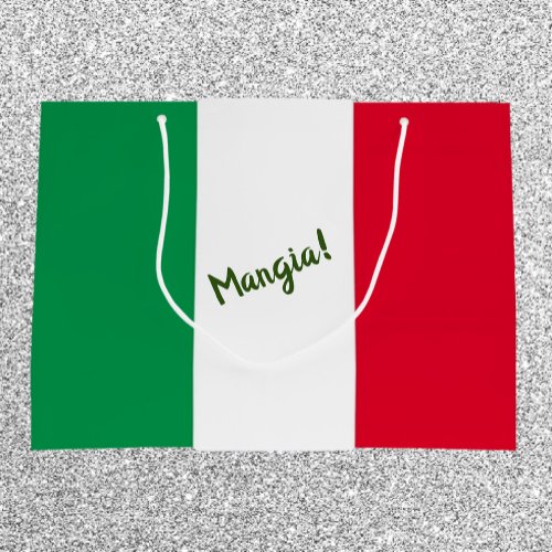 Mangia Italian Flag Red White and Green Large Gift Bag