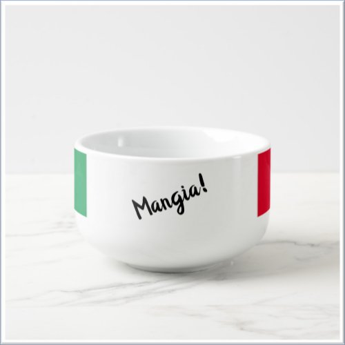 Mangia Italian Flag Red White and Green Soup Mug