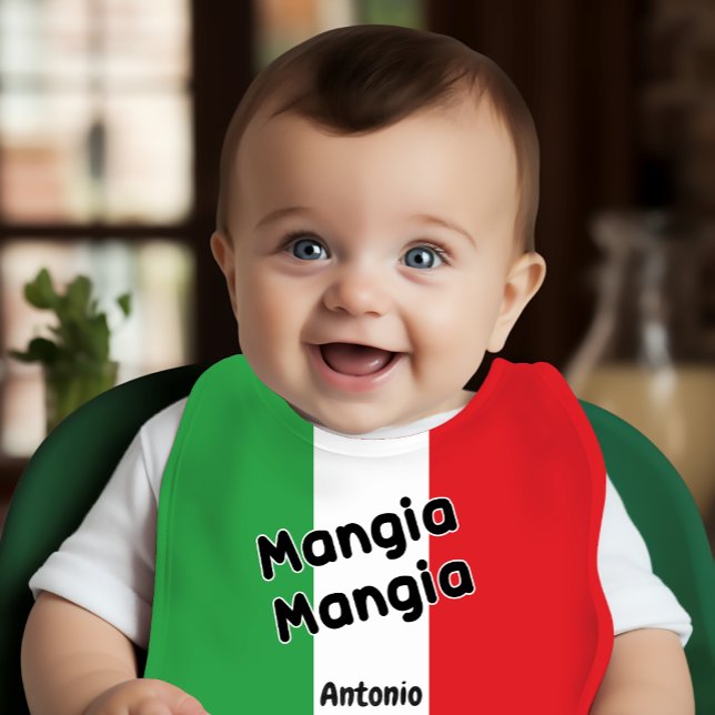 Mangia Mangia Flag of Italy Italian Baby Bib (Creator Uploaded)