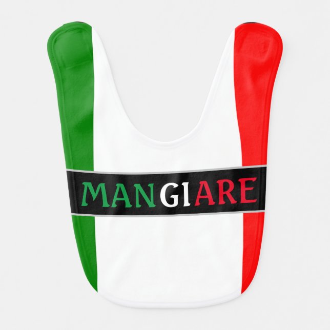 Mangiare Eat in Italian Dinner Baby Bib (Front)