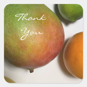 Mango and Citrus Fruit Thank You Square Sticker