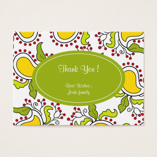 Mango and leaves paisley pattern business card