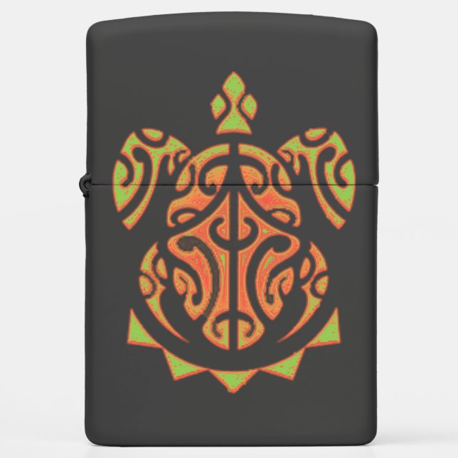 Mango and Lime Polynesian Turtle Zippo Lighter (Front)
