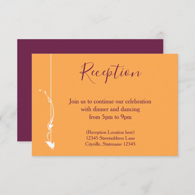 Mango and Purple Wedding | Reception Card (Front/Back)