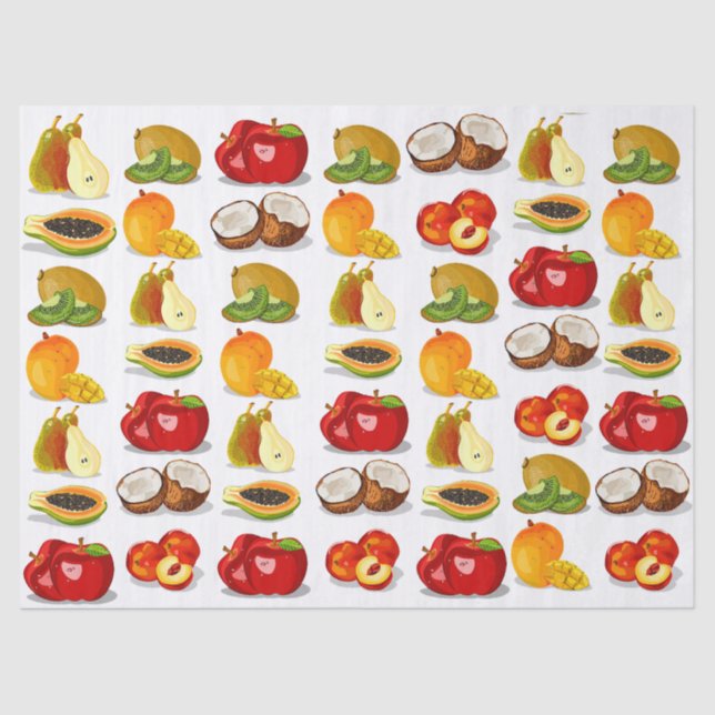 Mango Apple Coconut Pear Fruits Decoupage Tissue Paper (Front)