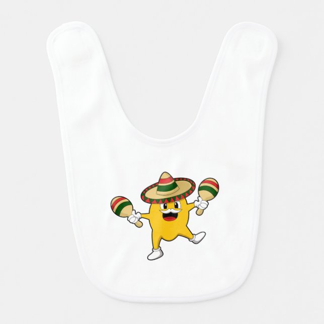 Mango as Musician with Maraca Baby Bib (Front)